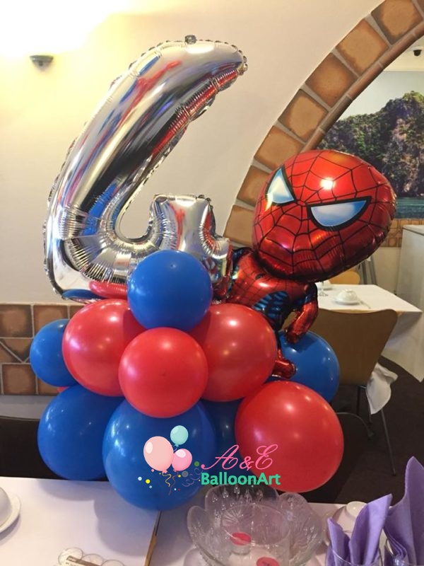 Number 4 Design with Spider Man - A&E BalloonArt